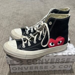 Converse Black High-Tops with Red Heart Design Comme des Garcons